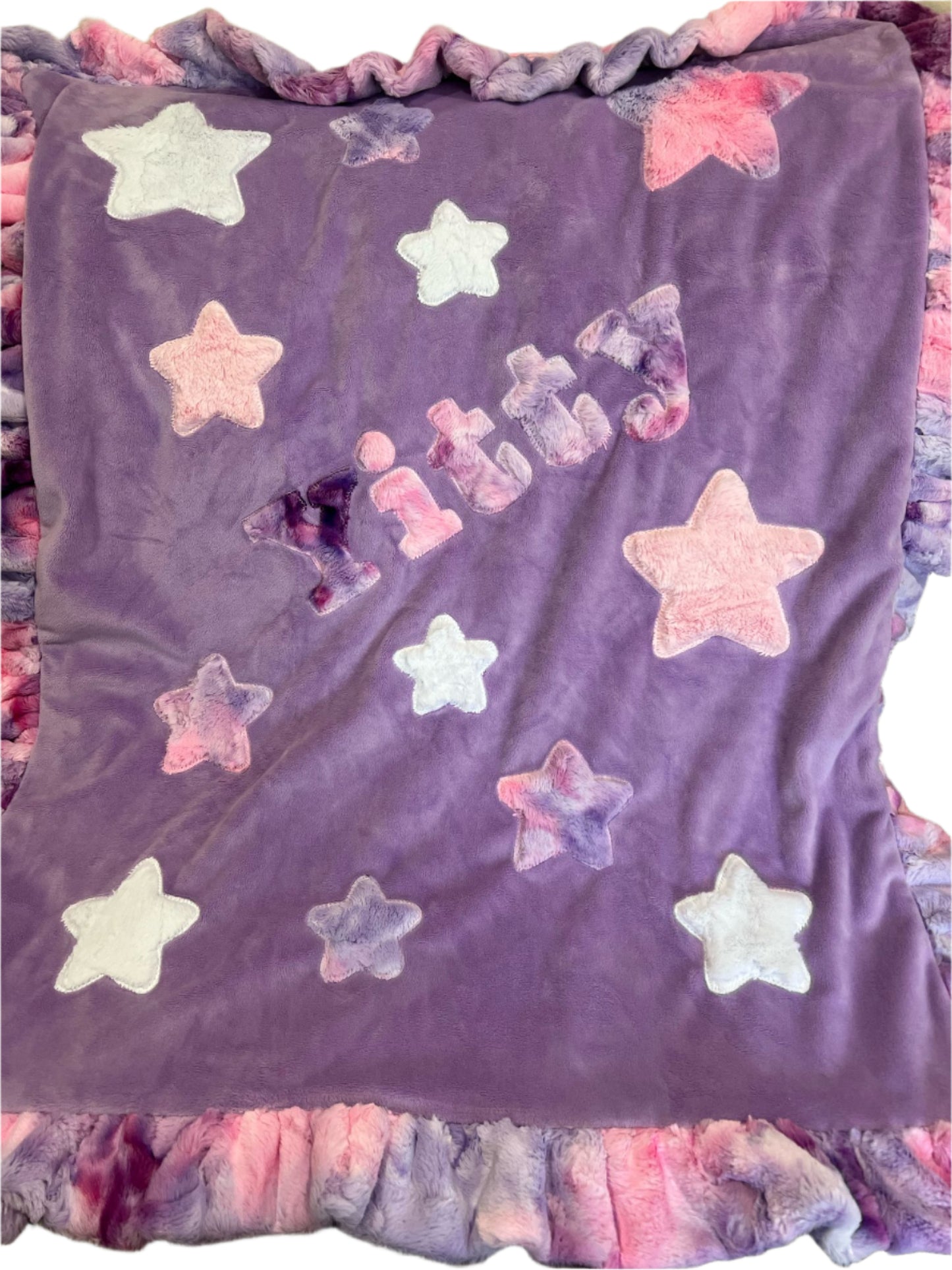 Tie Dye Stars All Over Plush Minky Blanket