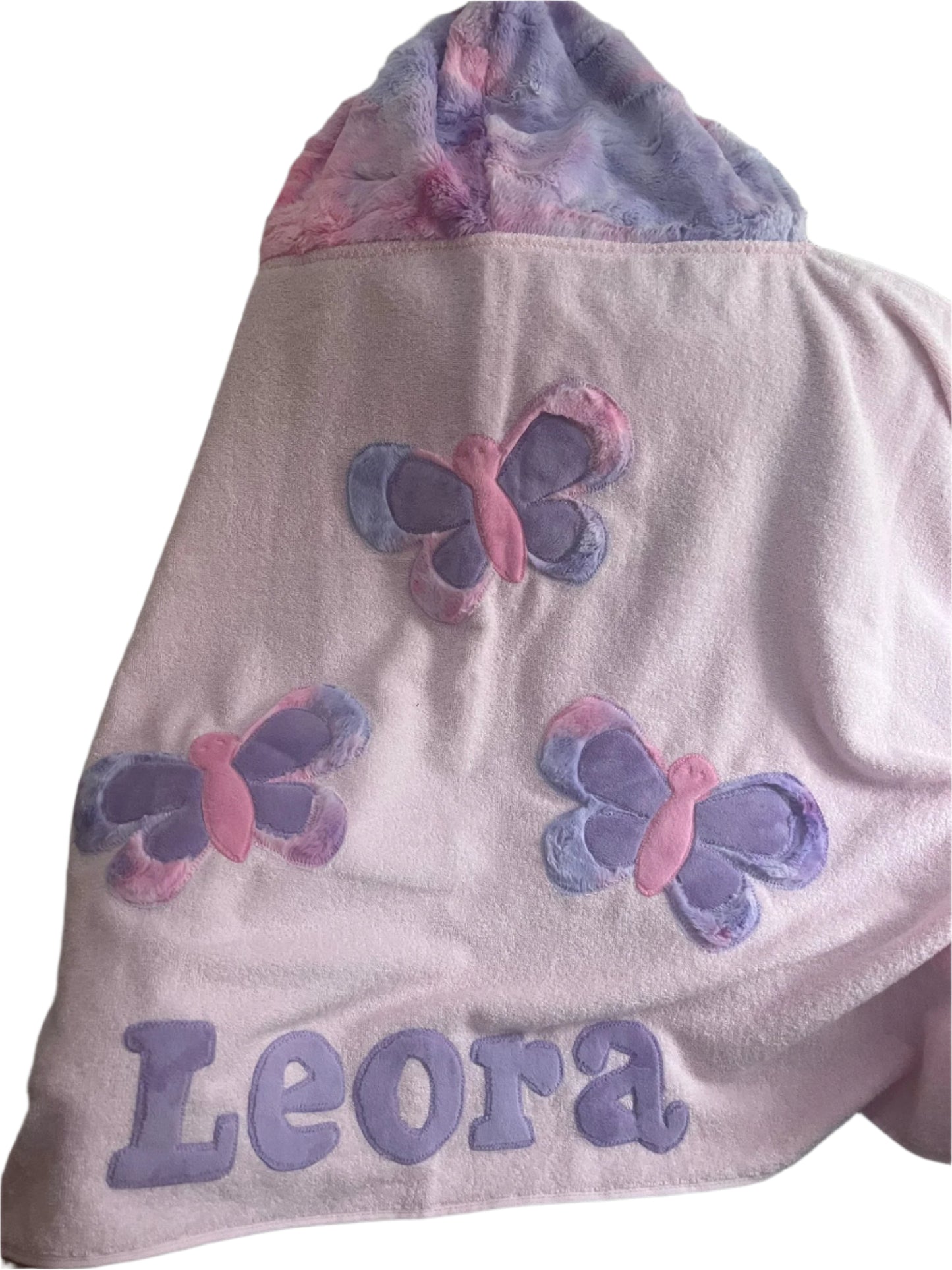 Butterfly Plush Minky Hooded Towel