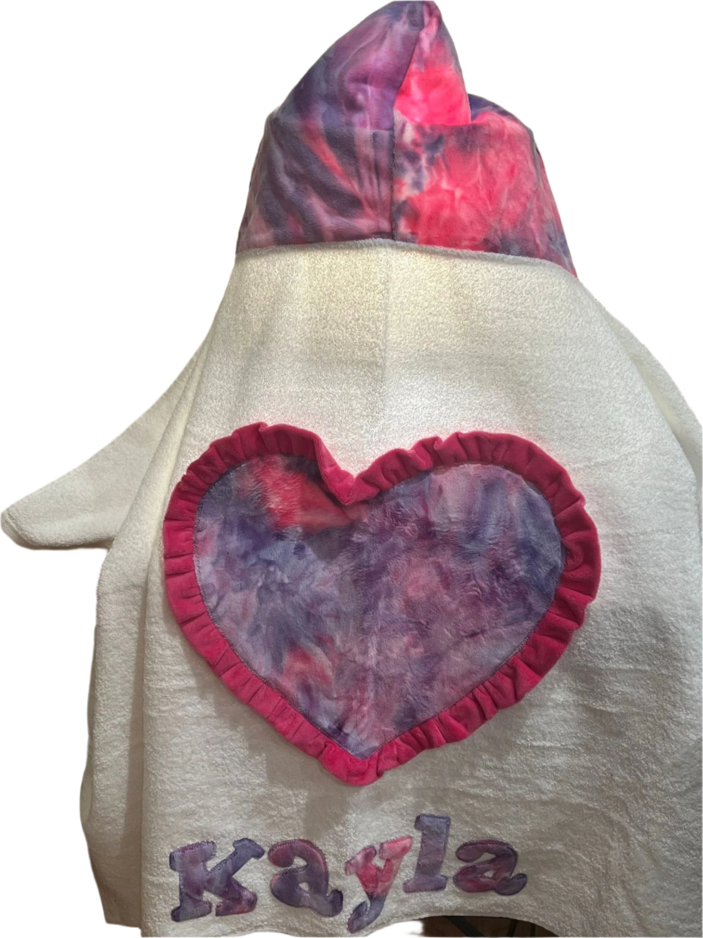Tie Dye Heart Plush Minky Hooded Towel