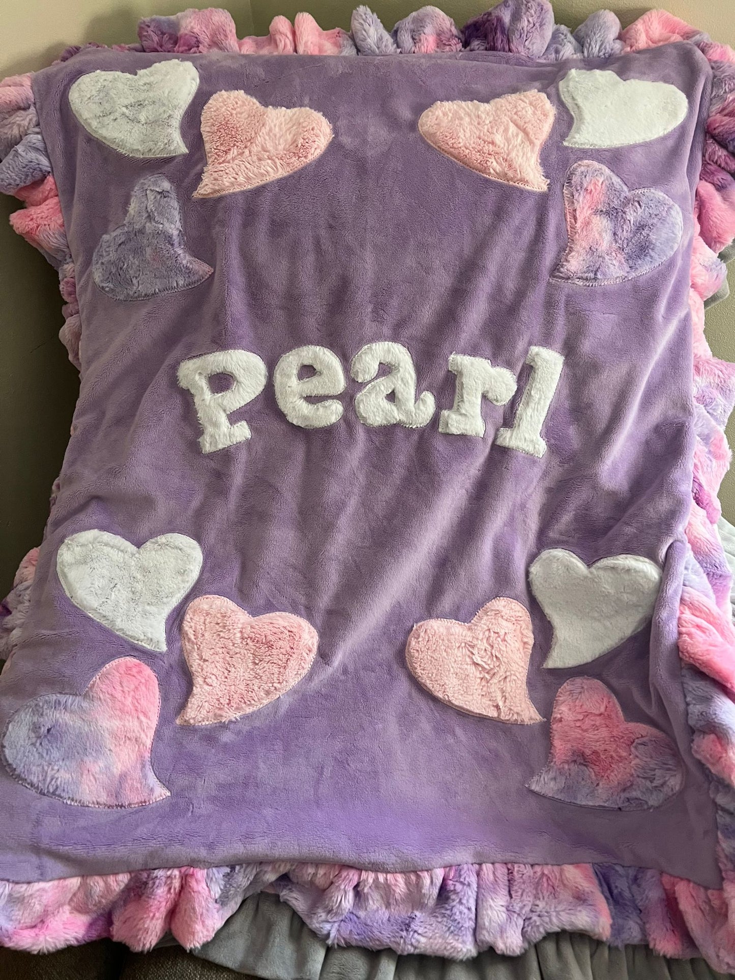 Groups of Hearts Plush Minky Blanket