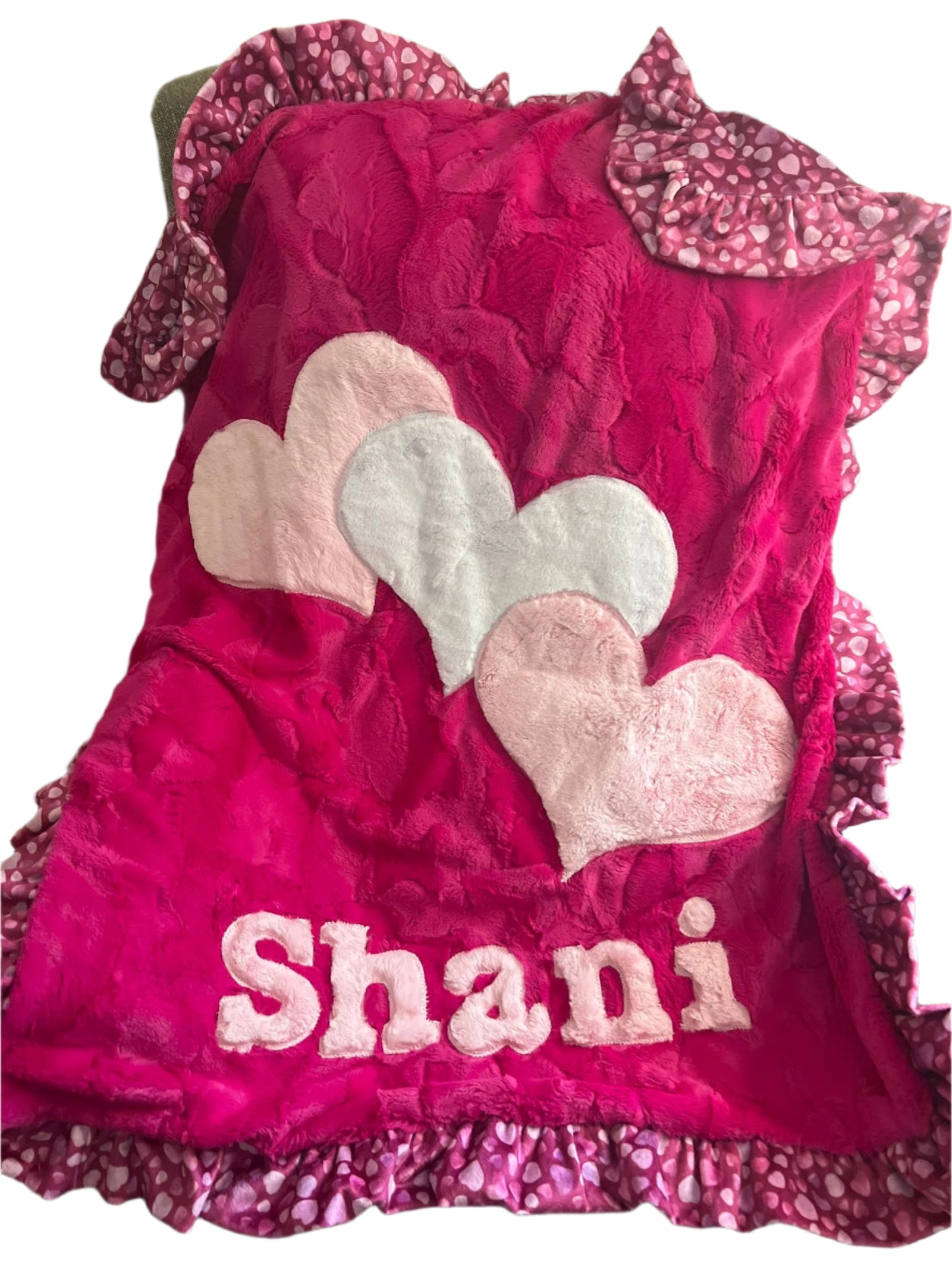Triple Hearts Plush Minky Blanket