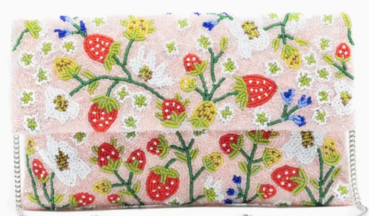 Beaded Clutch - Strawberry Patch