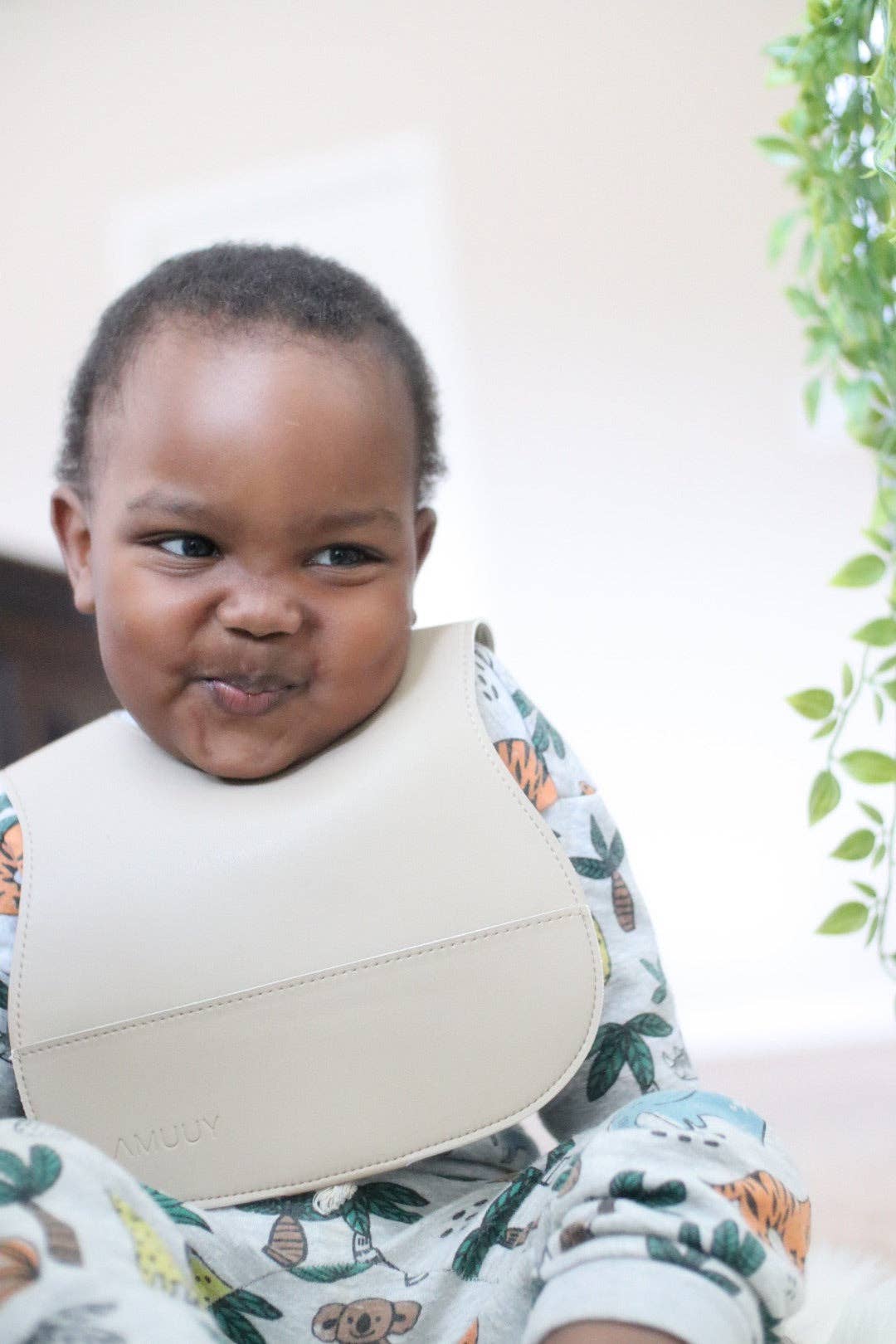 Vegan Leather Bib: Ivory