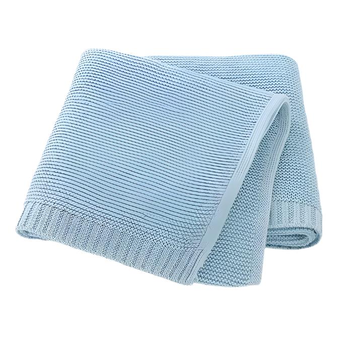 Cotton Knit Blanket Baby Blue