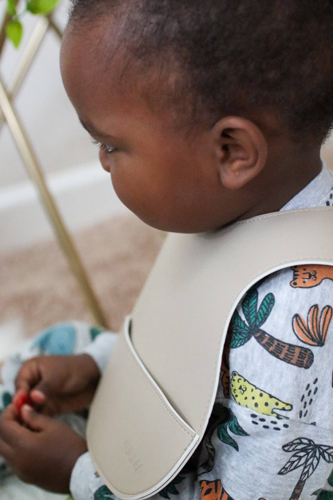 Vegan Leather Bib: Ivory