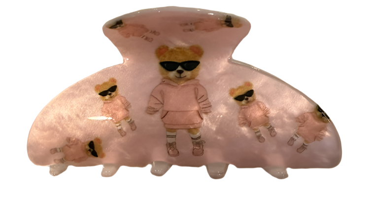 Adorable teddy bear clips: Pink / Pink