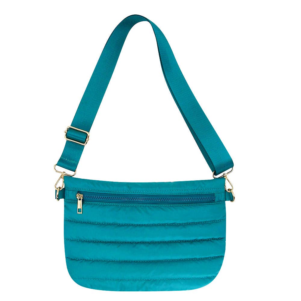 Teal Puffer Crossbody Shoulder Bag