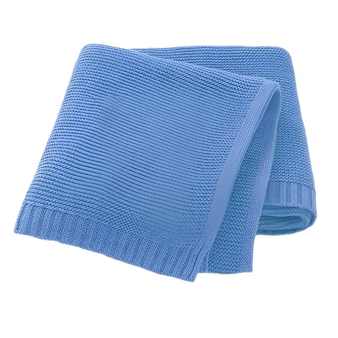 Cotton Knit Blanket Blue