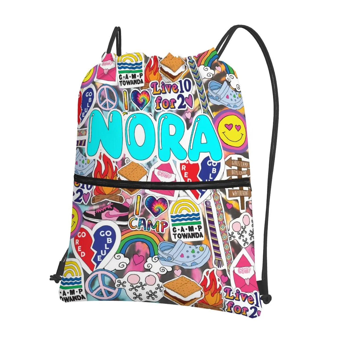Sticker Style Cinch Knapsack - Camp