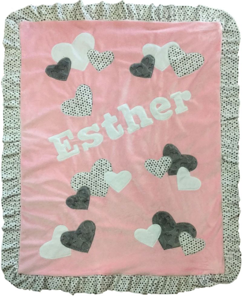 Confetti Hearts Plush Minky Blanket