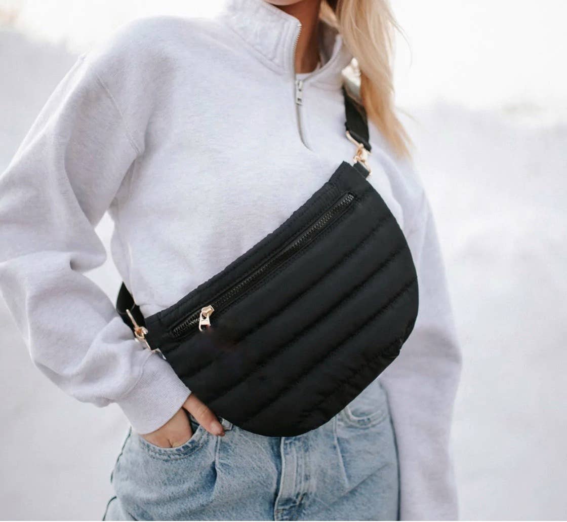 Black Puffer Crossbody Shoulder Bag