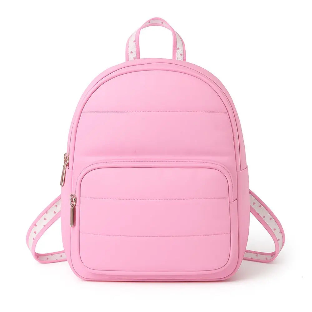 Puffer Knapsack Mini - Pink with Heart Strap