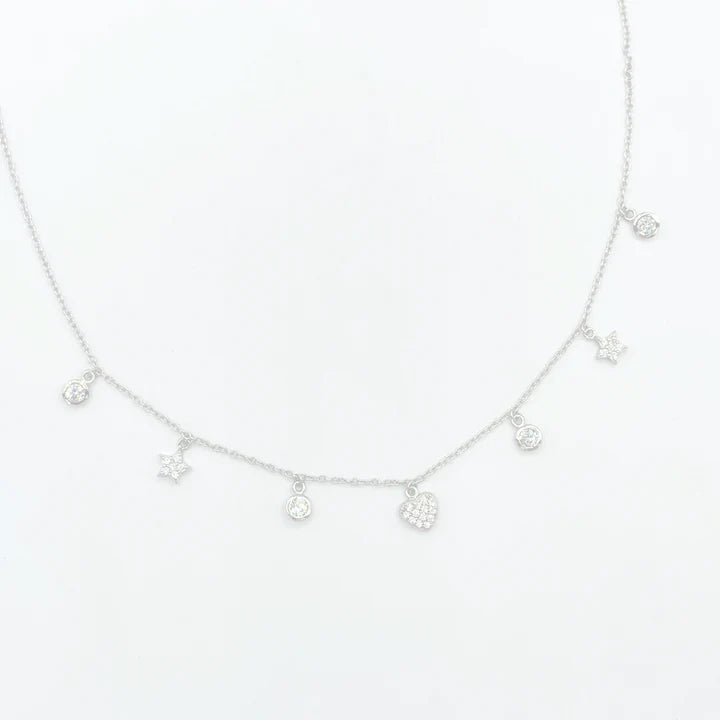 Necklace - Heart & Star charm necklace Silver