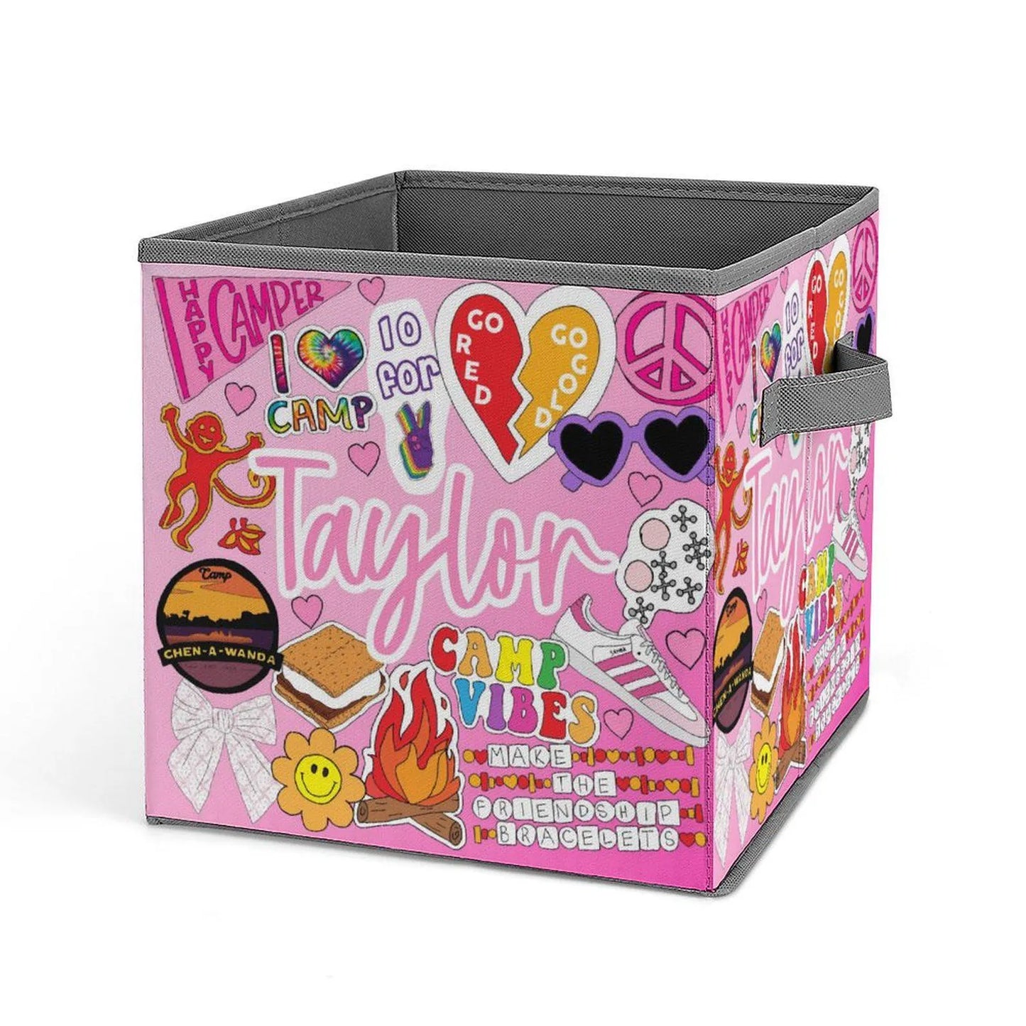 Sticker Style Square Bin - Camp Girl