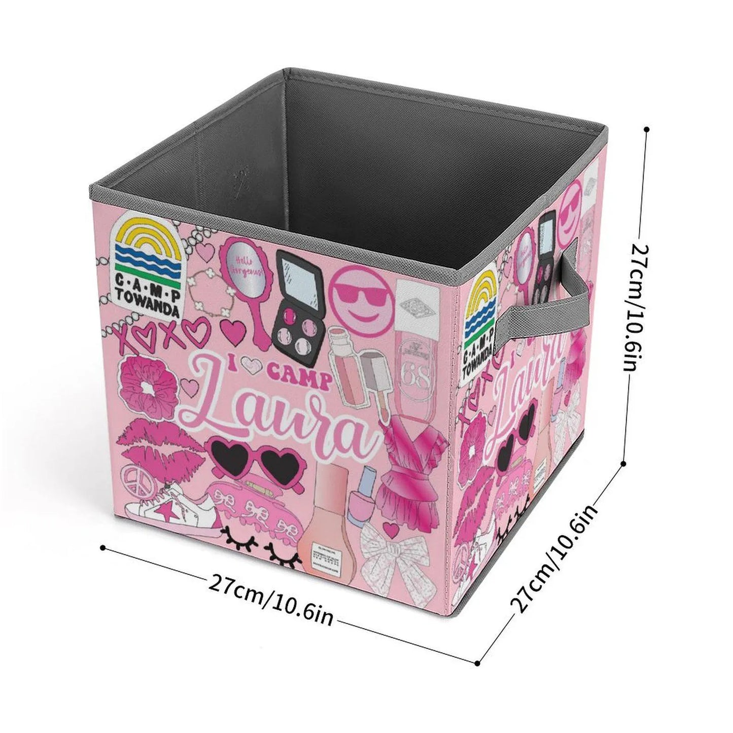 Sticker Style Square Bin - Girly Girl