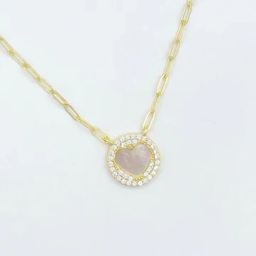 Necklace - Paperclip Mother of Pearl Heart