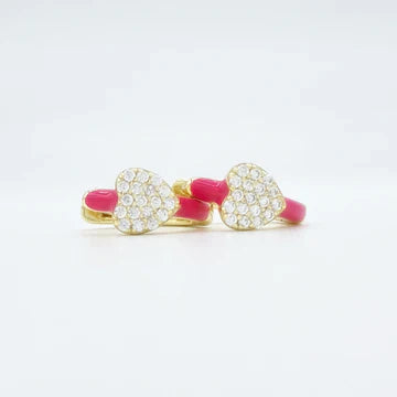 Earrings - Petite Enamel Heart Hoops