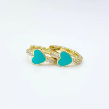 Earrings - Perfect Heart Hoops Turquoise