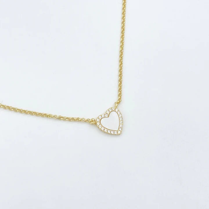 Necklace - Mother of Pearl Heart with CZ