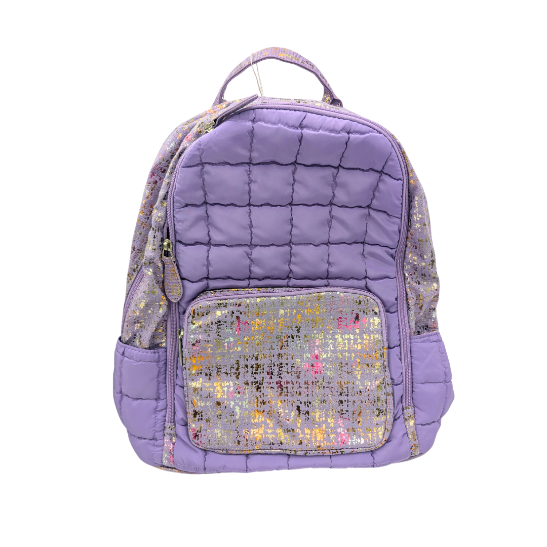 Purple Quilted Metallic Knapsack - Large