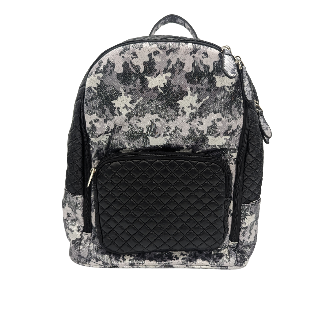 Grey Camo Metallic Knapsack - Large
