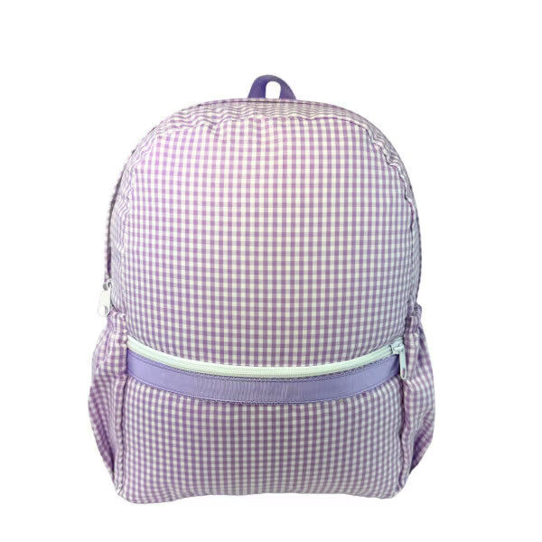 Medium Knapsack with Pocket Lilac Gingham