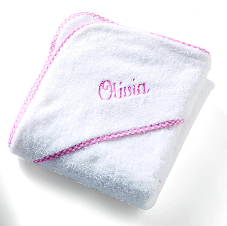 Hooded Baby Towel Bath Set - Pink Gingham