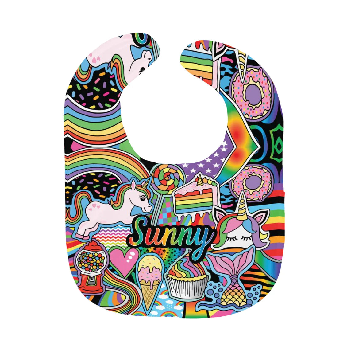 Graffiti Rainbow and Unicorns Bib