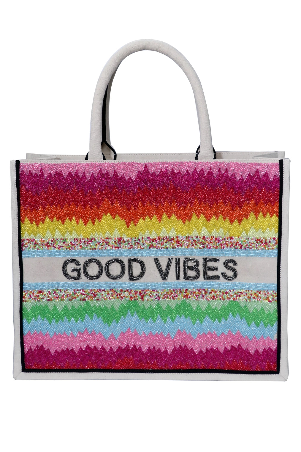 Beaded Tote - Rainbow Waves