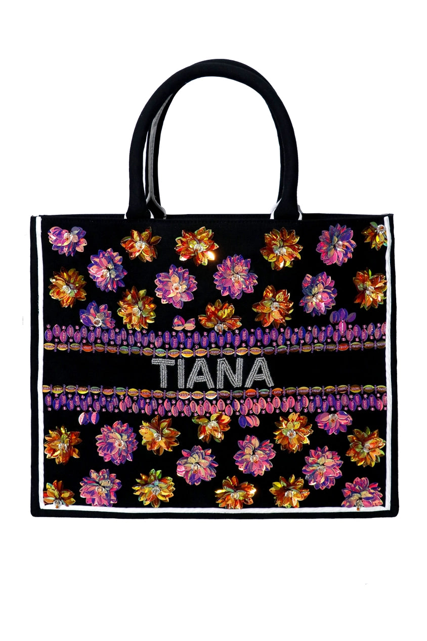 Beaded Tote - Sequin Flowers