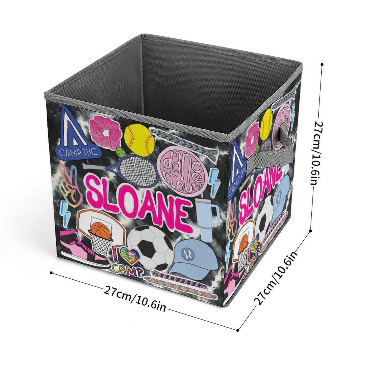 Sticker Style Square Bin - Sporty Girl