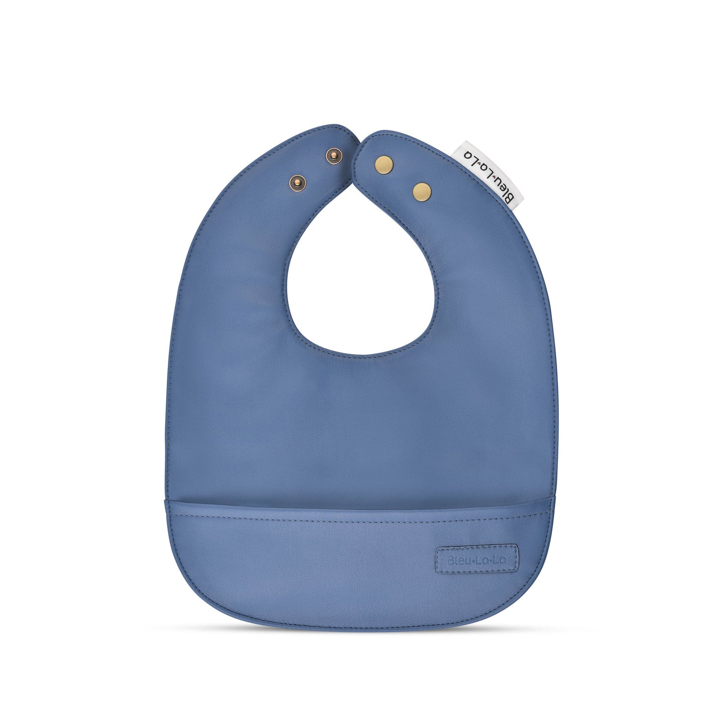 Vegan Leather Easy Clean Bib - Steel Blue