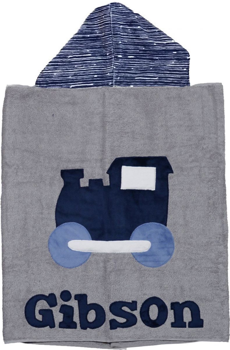Train Plush Minky Hooded Towel