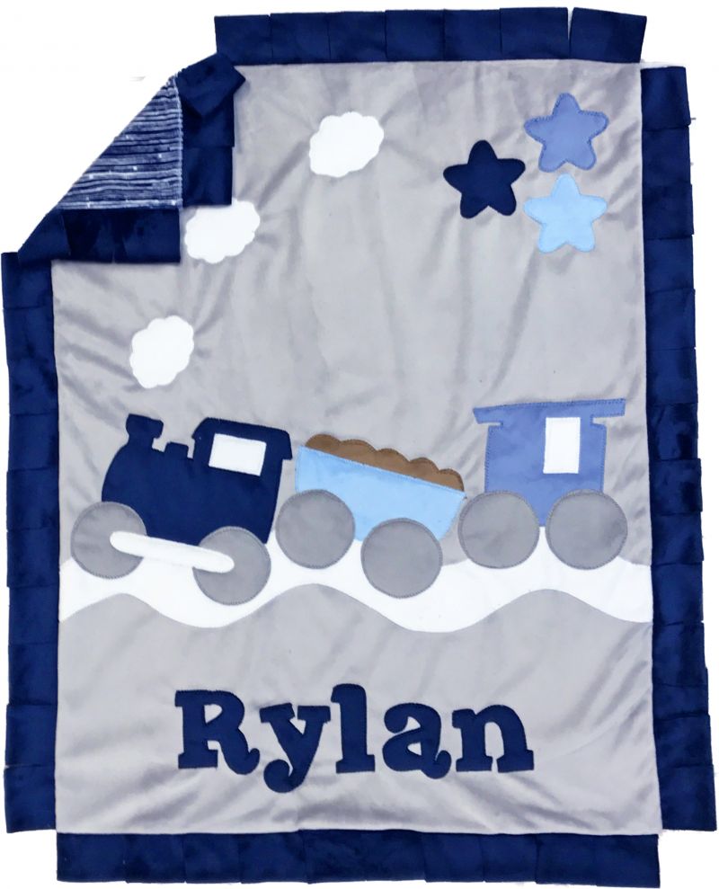 Train Plush Minky Blanket