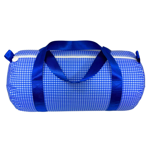 Water Resistant Medium Duffle Bag - Electric Blue Gingham