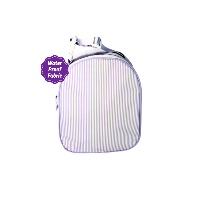 Water Resistant Gumdrop Lunch Bag - Lilac Preppy Stripe