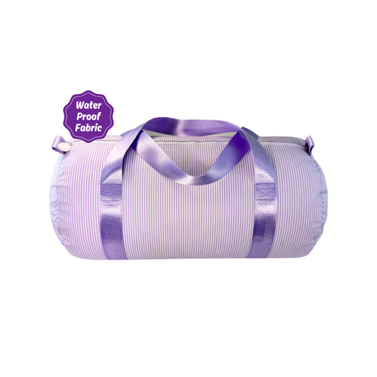 Water Resistant Medium Duffle Bag - Lilac Preppy Stripe