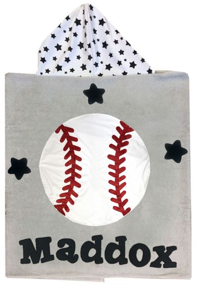 Baseball Minky Hooded Towel