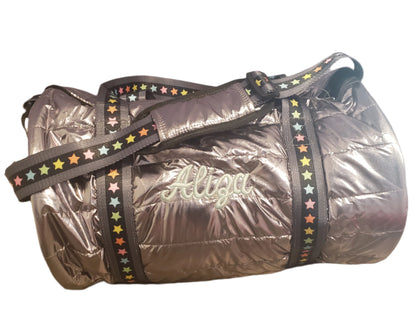 Puffer Duffle Bag - Gunemtal w/ Multi Star Strap