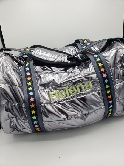 Puffer Duffle Bag - Gunemtal w/ Multi Star Strap