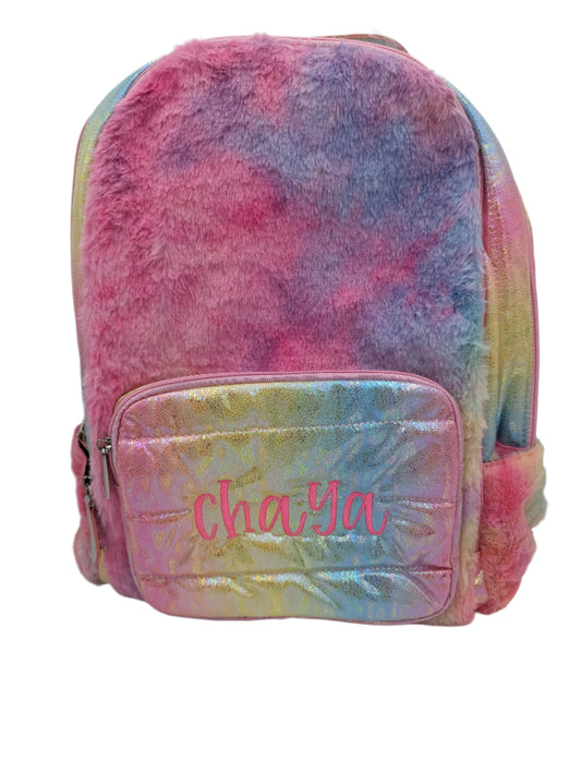 Rainbow Fur Knapsack Large