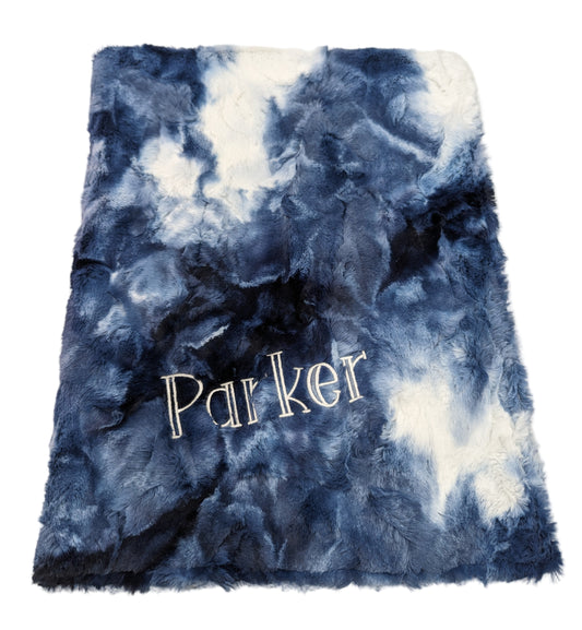 Minky Blanket Tie Dye Navy