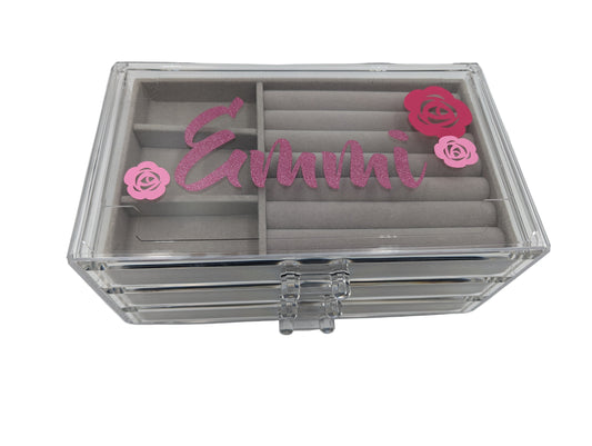 Lucite Jewelry Box - Flowers