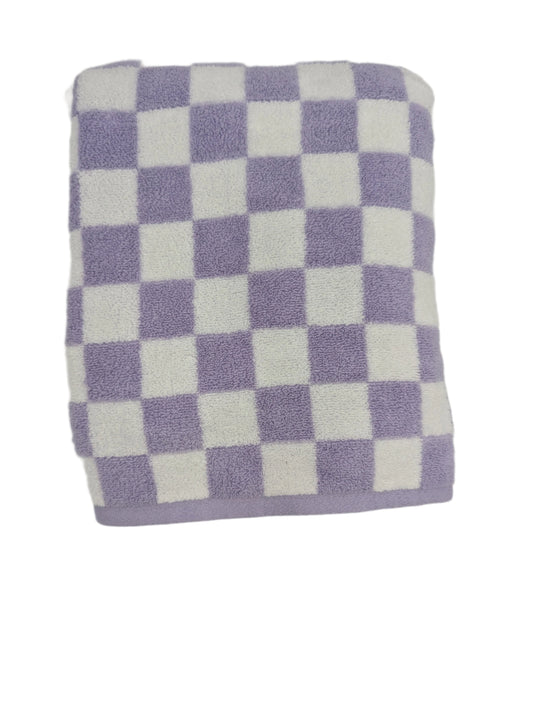 Hooded Towel - Purple Checker