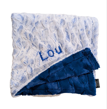 Minky Blanket Frosted Royal Blue
