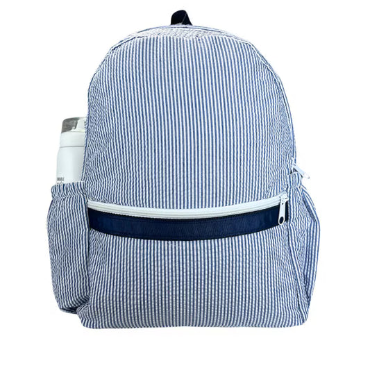 Knapsack Medium - Navy Seersucker