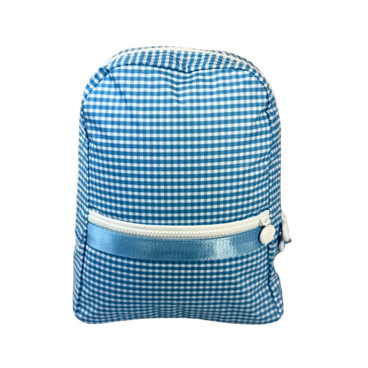 Water Resistant Knapsack Small - Baby Blue Gingham