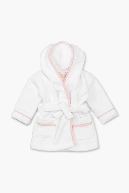 Terry Bathrobe - White & Pink