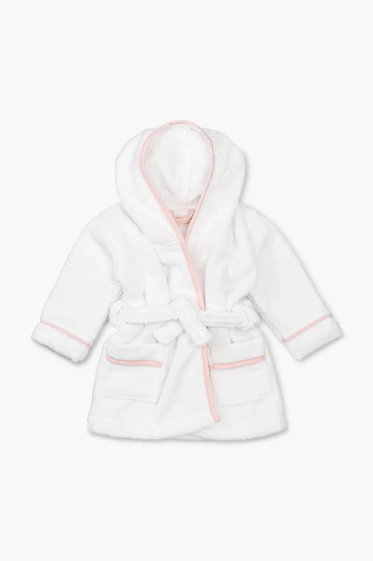 Terry Bathrobe - White & Pink