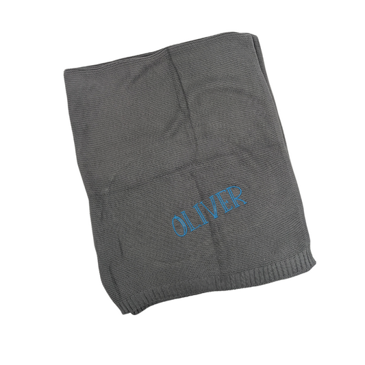 Cotton Knit Blanket Dark Grey